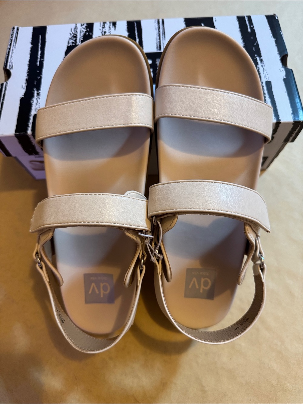 DV by Dolce Vita Off-White Double-Strap Slide Sandals